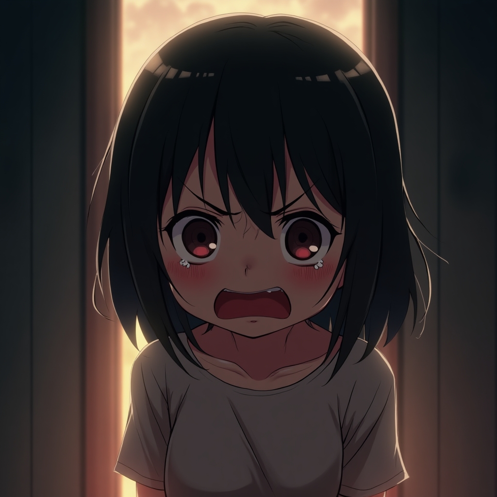 بنت صغيرة تبكي