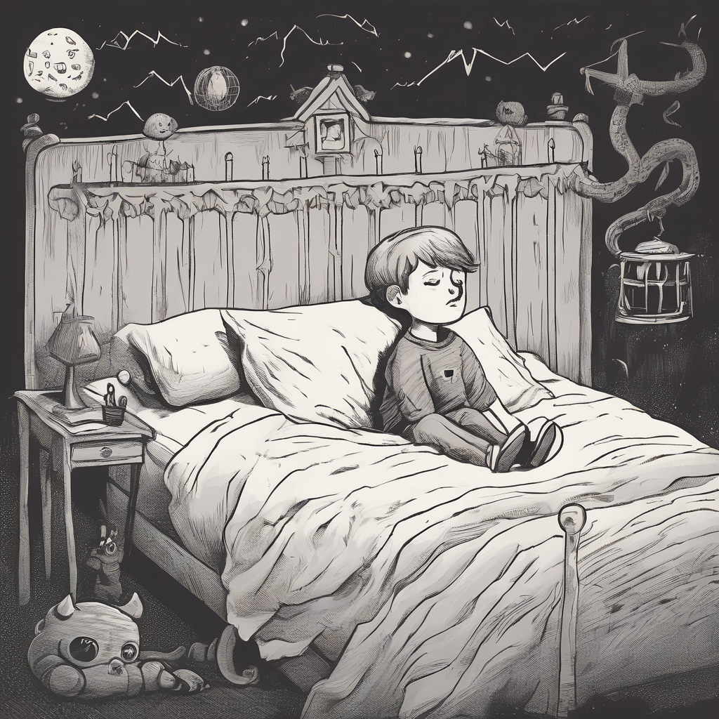 a scared boy dreaming of devil
