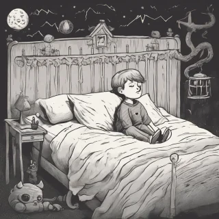 a scared boy dreaming of devil