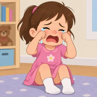 بنت صغيرة تبكي كرتون