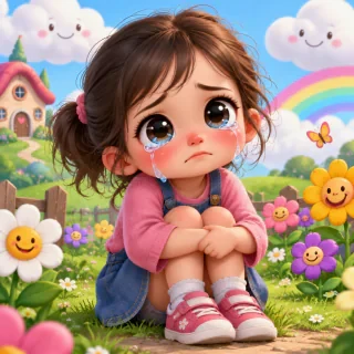 بنت صغيرة تبكي كرتون